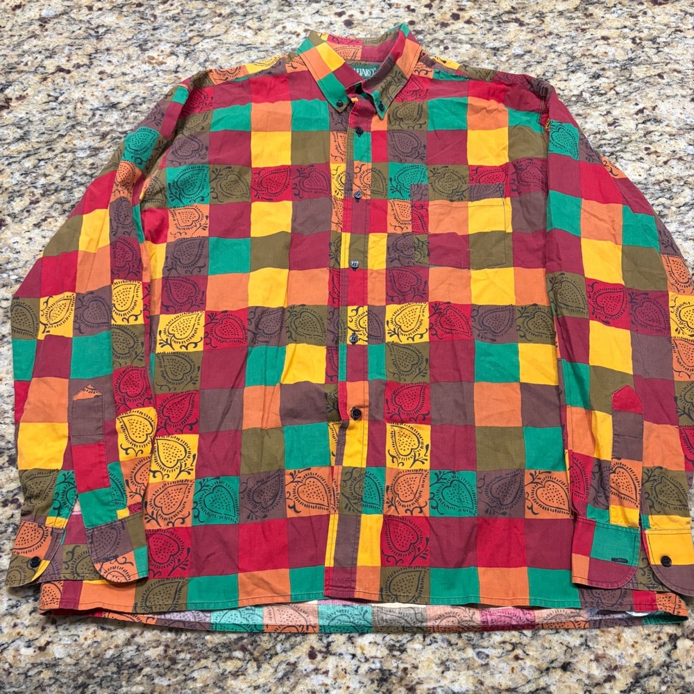 Soleiado Patchwork Paisley Button Down Shirt Multi Color Block Print Size 5